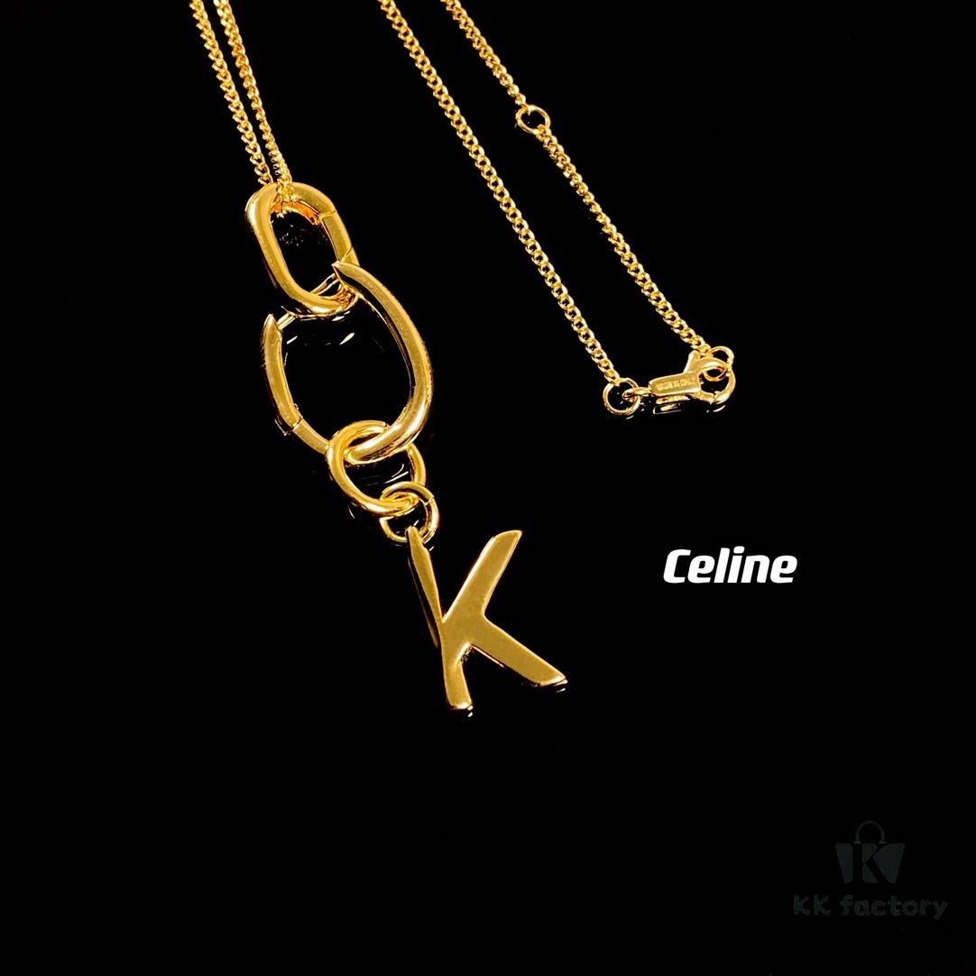 Celine Letter Necklace, Consistent ZP Material! Meaningful Jewelry to Wear the Important Names Close to Your Heart 💗 Available in 26 Letters, Faithful Craftsmanship, Thick Gold Plating, Versatile and Easy to Match with Daily Outfits, High Wearing Frequency – A Must-Have for Everyone!