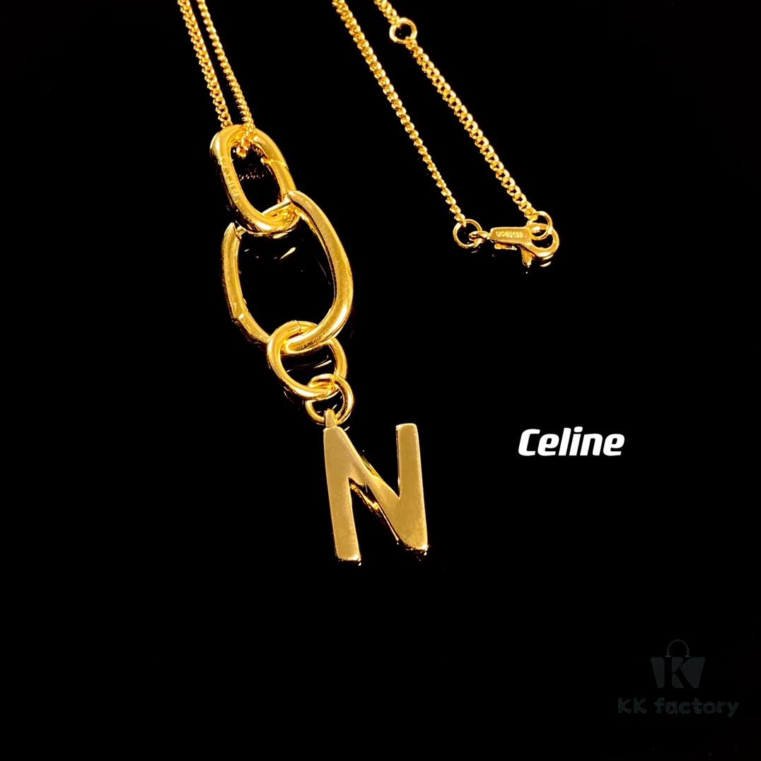 Celine Letter Necklace, Consistent ZP Material! Meaningful Jewelry to Wear the Important Names Close to Your Heart 💗 Available in 26 Letters, Faithful Craftsmanship, Thick Gold Plating, Versatile and Easy to Match with Daily Outfits, High Wearing Frequency – A Must-Have for Everyone!