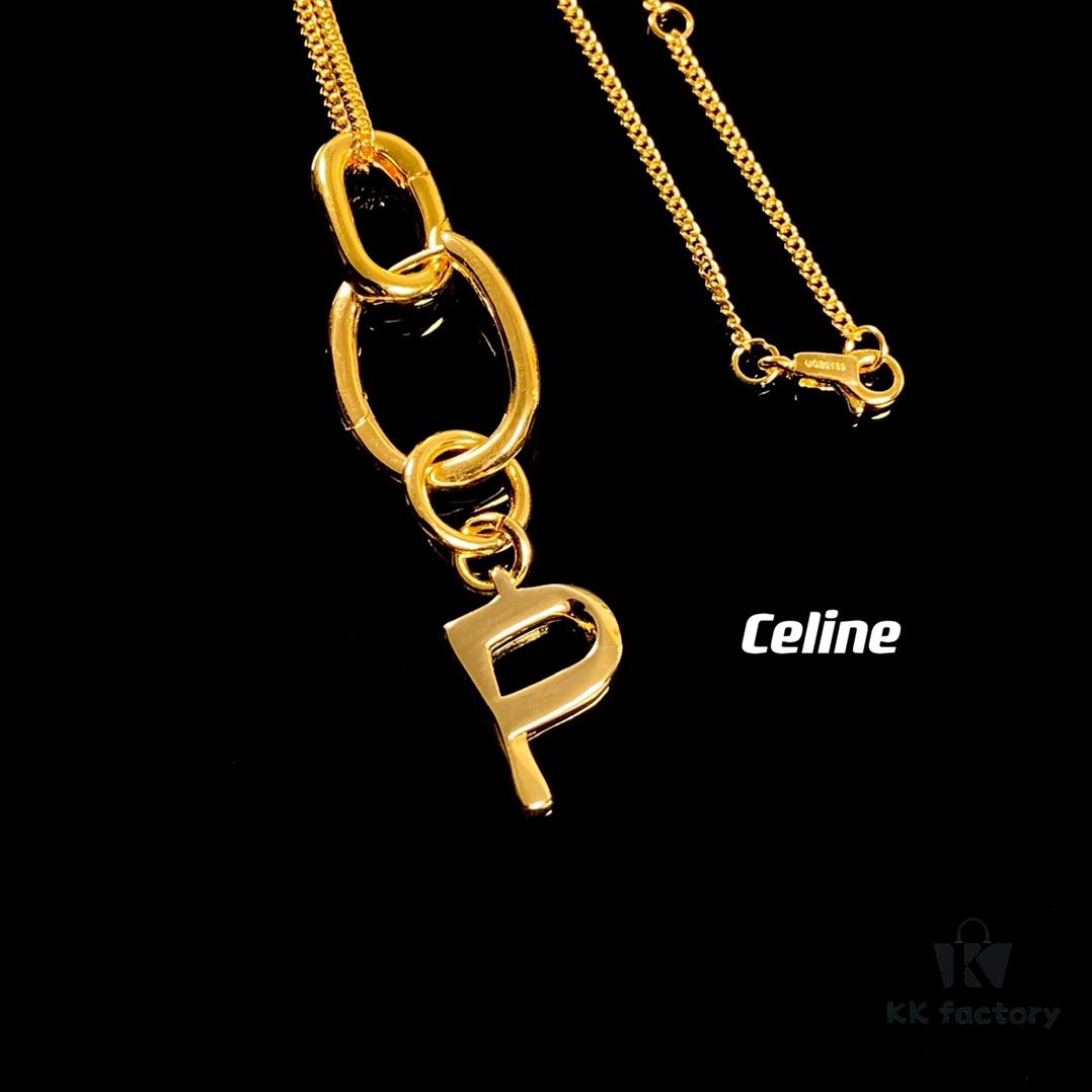 Celine Letter Necklace, Consistent ZP Material! Meaningful Jewelry to Wear the Important Names Close to Your Heart 💗 Available in 26 Letters, Faithful Craftsmanship, Thick Gold Plating, Versatile and Easy to Match with Daily Outfits, High Wearing Frequency – A Must-Have for Everyone!