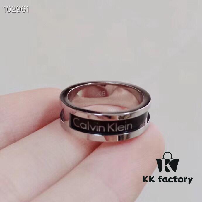 CK New Arrival Ring – Titanium Steel, Original Engraving, White Gold Color, US Size 5-11
