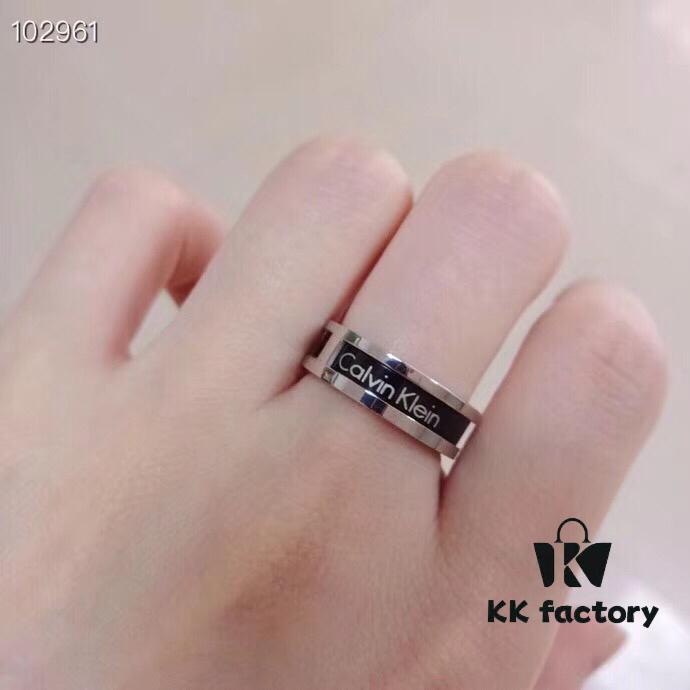 CK New Arrival Ring – Titanium Steel, Original Engraving, White Gold Color, US Size 5-11