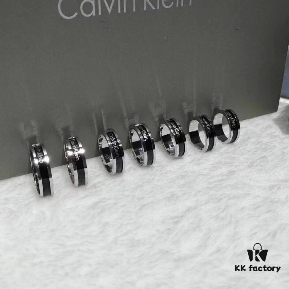 CK New Arrival Ring – Titanium Steel, Original Engraving, White Gold Color, US Size 5-11