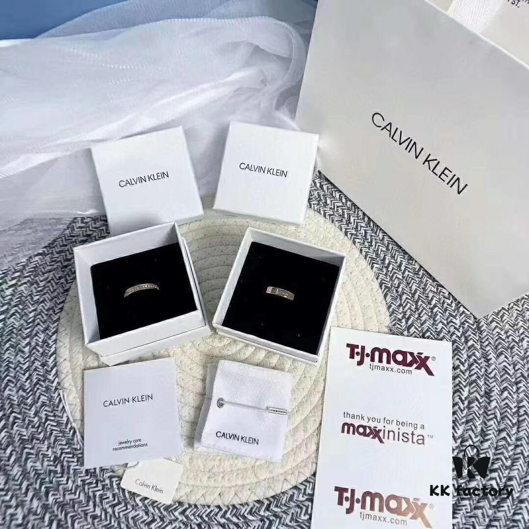 Authentic CK Couple Rings - Calvin Klein Official Store Style, Minimalist Men's Band and Women's Hook Series Starry Sky Thin Ring