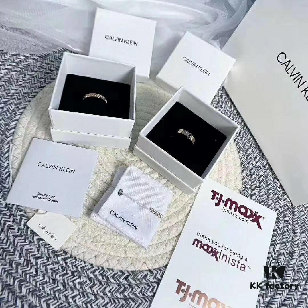 Authentic CK Couple Rings - Calvin Klein Official Store Style, Minimalist Men's Band and Women's Hook Series Starry Sky Thin Ring