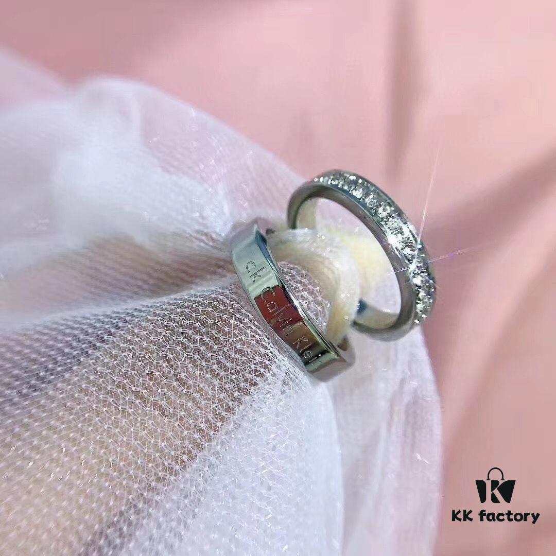 Authentic CK Couple Rings - Calvin Klein Official Store Style, Minimalist Men's Band and Women's Hook Series Starry Sky Thin Ring