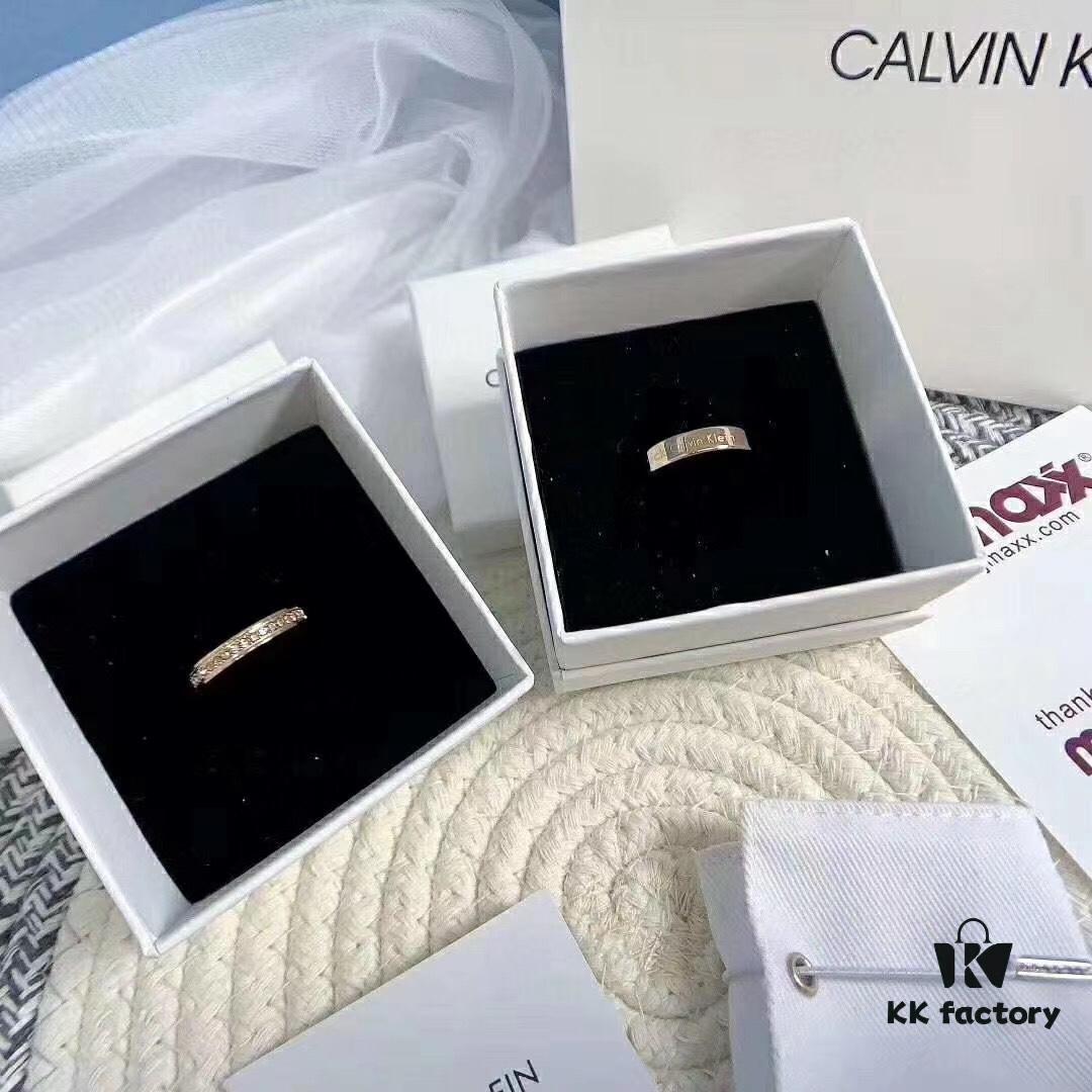 Authentic CK Couple Rings - Calvin Klein Official Store Style, Minimalist Men's Band and Women's Hook Series Starry Sky Thin Ring