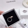 CK Couples Special: CK Double Ring Couple Rings with CNC Precision Carving, Clear Logo, Triple-Layer Real Gold Vacuum Plating for Superior Color Retention