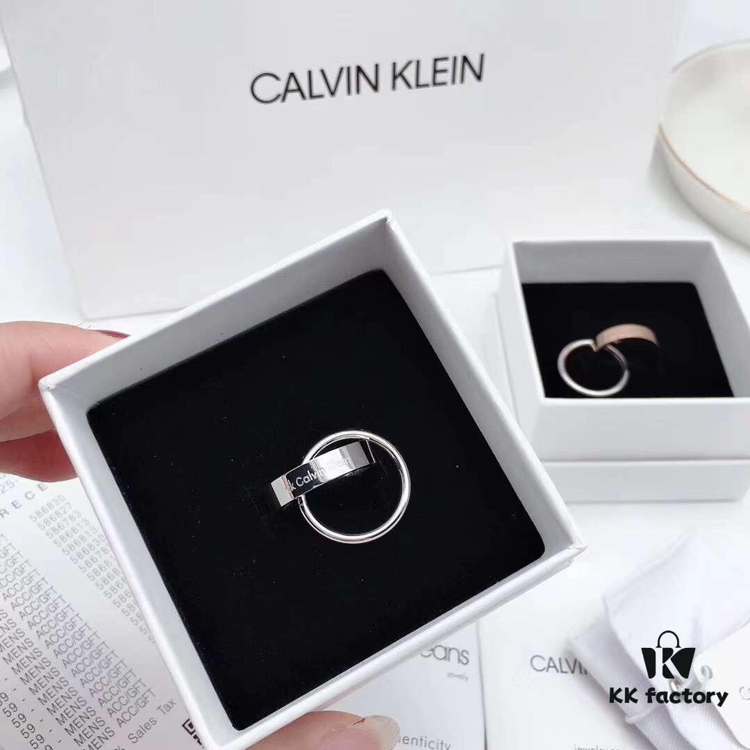 CK Couples Special: CK Double Ring Couple Rings with CNC Precision Carving, Clear Logo, Triple-Layer Real Gold Vacuum Plating for Superior Color Retention