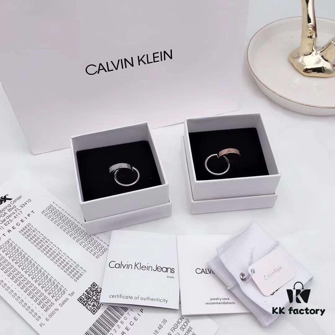 CK Couples Special: CK Double Ring Couple Rings with CNC Precision Carving, Clear Logo, Triple-Layer Real Gold Vacuum Plating for Superior Color Retention
