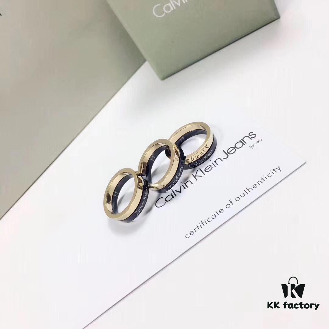 CK Couple Special: CK Black Gold Inlaid Ring, CNC Precision Carved, Vacuum Electroplated Inside Furnace, Men's and Women's Styles, Couple Ring, US Size 5-10, Titanium Steel Craftsmanship