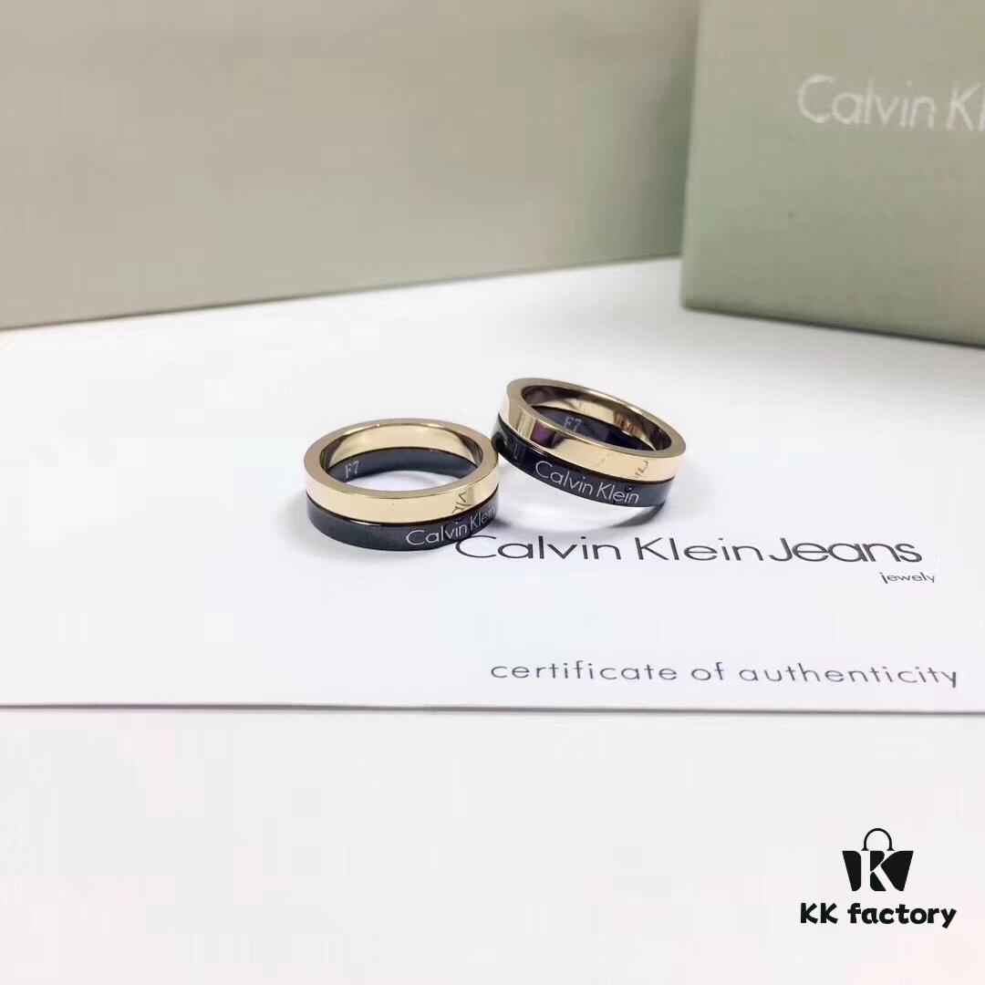 CK Couple Special: CK Black Gold Inlaid Ring, CNC Precision Carved, Vacuum Electroplated Inside Furnace, Men's and Women's Styles, Couple Ring, US Size 5-10, Titanium Steel Craftsmanship