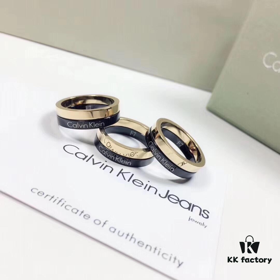 CK Couple Special: CK Black Gold Inlaid Ring, CNC Precision Carved, Vacuum Electroplated Inside Furnace, Men's and Women's Styles, Couple Ring, US Size 5-10, Titanium Steel Craftsmanship