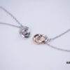 Calvin Klein CK Double Ring Necklace, White Gold and Rose Gold Plated Couple Necklace