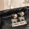 Miu Miu Bow Pearl Set ZP Custom Swarovski Crystal Stud Earrings, Adorable Girl Aesthetic