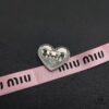 Miu Miu Textured Heart Luxury Pearl Brooch, Minimalist Love Design, Vintage-Inspired Fashion Statement Piece