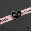Miu Miu Textured Luxury Pearl Heart Brooch, Minimalist Amour Design with Vintage Charm, Must-Have Summer Fashion Accessory