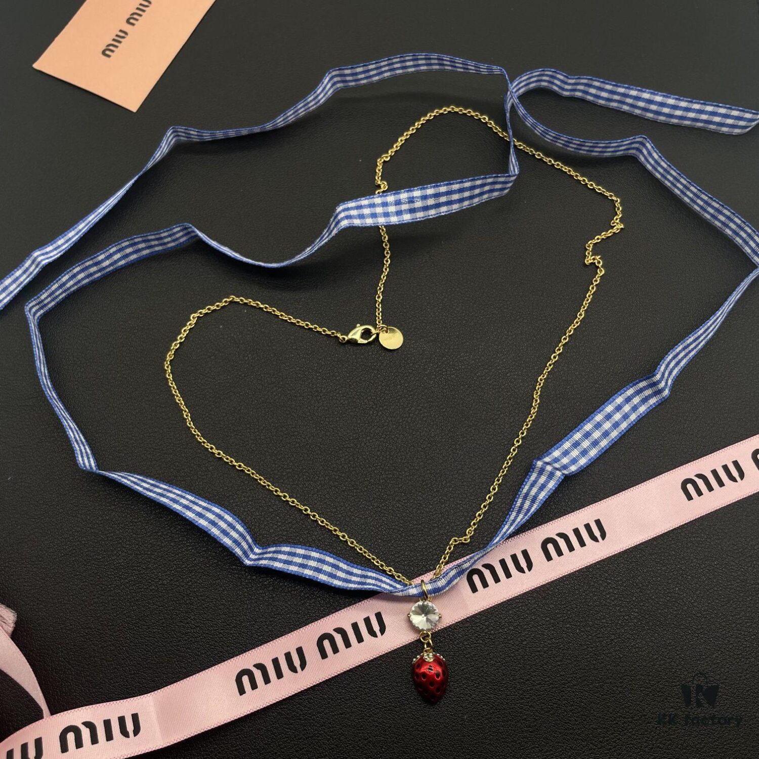 Miu Miu Textured Heart Luxury Minimalist Pearl Necklace, Lightweight and Unique Design with Retro Charm