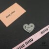 Miu Miu Textured Luxury Pearl Heart Brooch, Minimalist Amour Design with Vintage Charm, Must-Have Summer Fashion Accessory