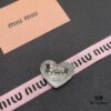 Miu Miu Textured Luxury Pearl Heart Brooch, Minimalist Amour Design with Vintage Charm, Must-Have Fashion Accessory for Summer