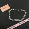 Miu Miu Textured Heart Luxury Minimalist Pearl Necklace with Cherry Design, Lightweight and Unique Style, Elegant Retro Fashion for Summer