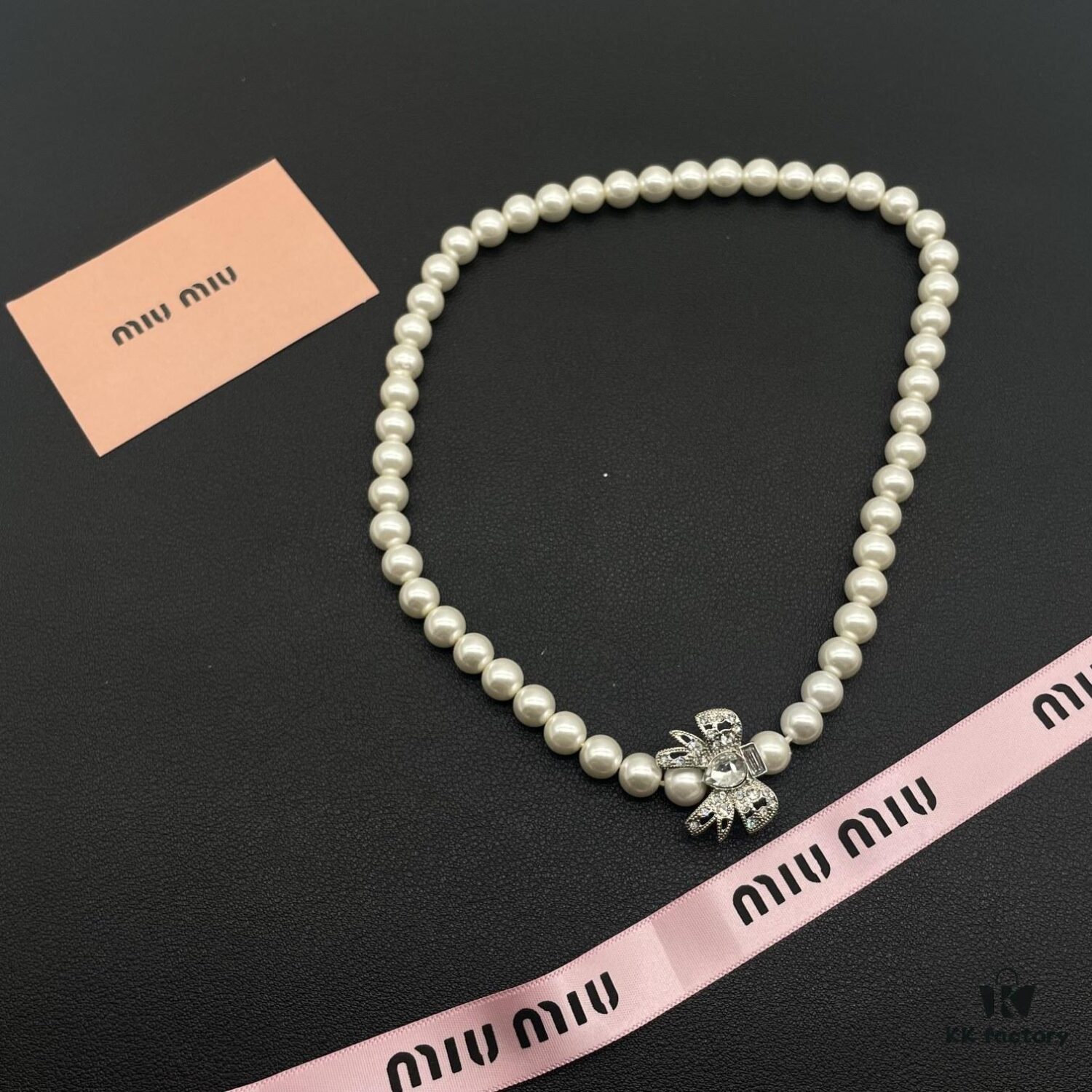 Miu Miu Textured Luxe Minimalist Pearl Heart Necklace, Small Vintage Fashion Statement Piece
