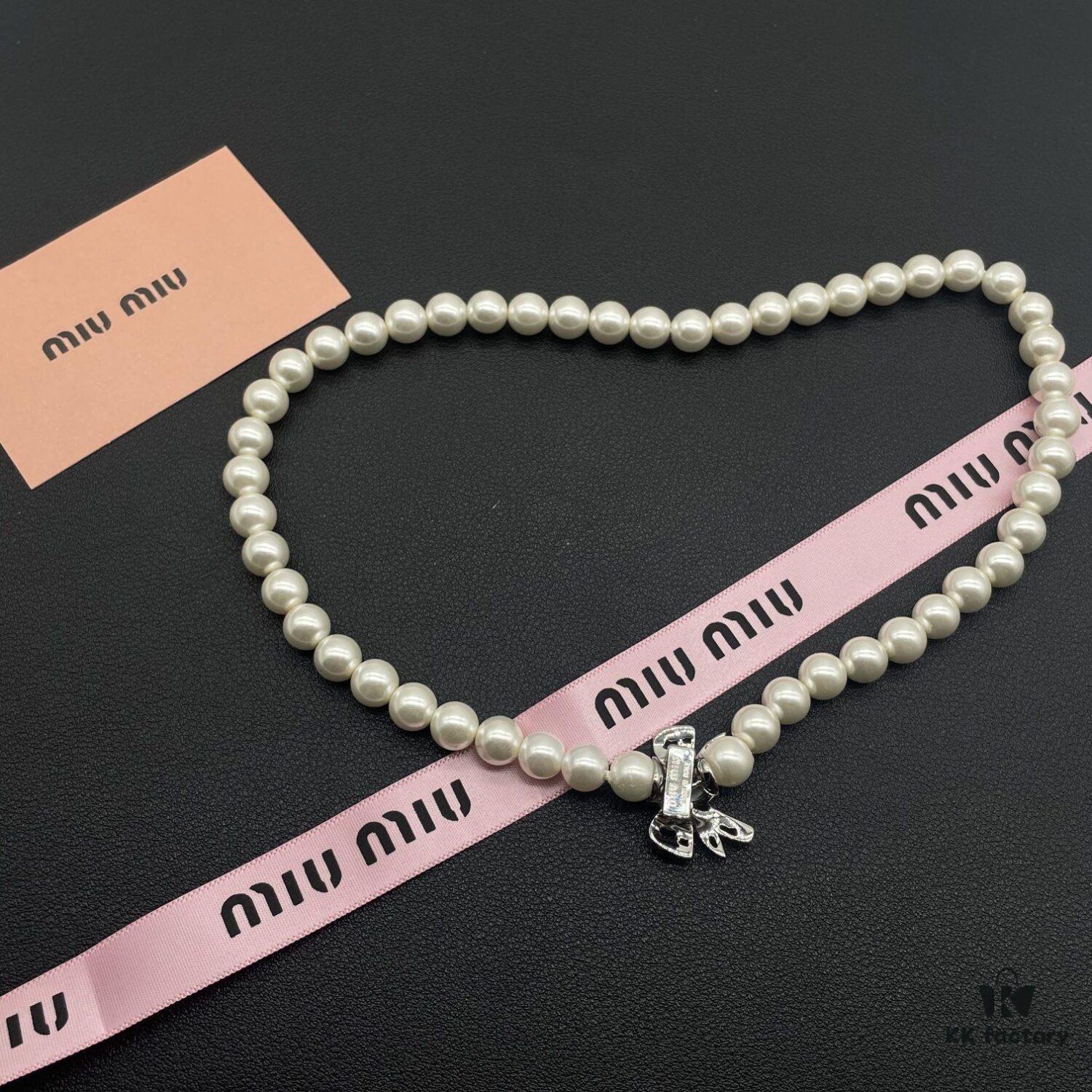 Miu Miu Textured Luxe Minimalist Pearl Heart Necklace, Small Vintage Fashion Statement Piece