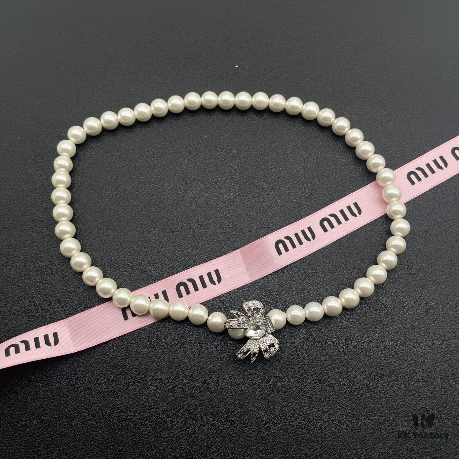 Miu Miu Textured Luxe Minimalist Pearl Heart Necklace, Small Vintage Fashion Statement Piece