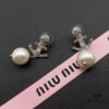 Miu Miu Textured Luxury Pearl Heart Stud Earrings, Minimalist Design with Retro Charm, Must-Have Fashion Accessory for Summer
