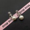 Miu Miu Textured Luxury Pearl Heart Stud Earrings, Minimalist Design with Retro Charm, Must-Have Fashion Accessory for Summer