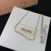 Miu Miu New Silver Full Diamond Letter Necklace