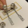 IUMIU New Arrival Silver Full Diamond Letter Pendant Stud Earrings