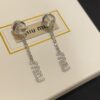 IUMIU New Arrival Silver Full Diamond Letter Pendant Stud Earrings