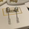 IUMIU New Arrival Silver Full Diamond Letter Pendant Stud Earrings