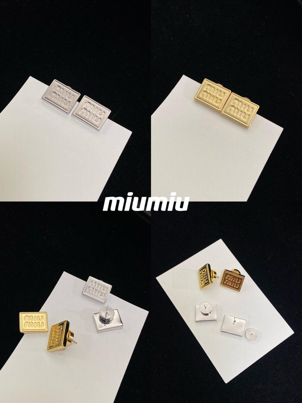 Miu Miu Cubic 'M' Letter Stud Earrings