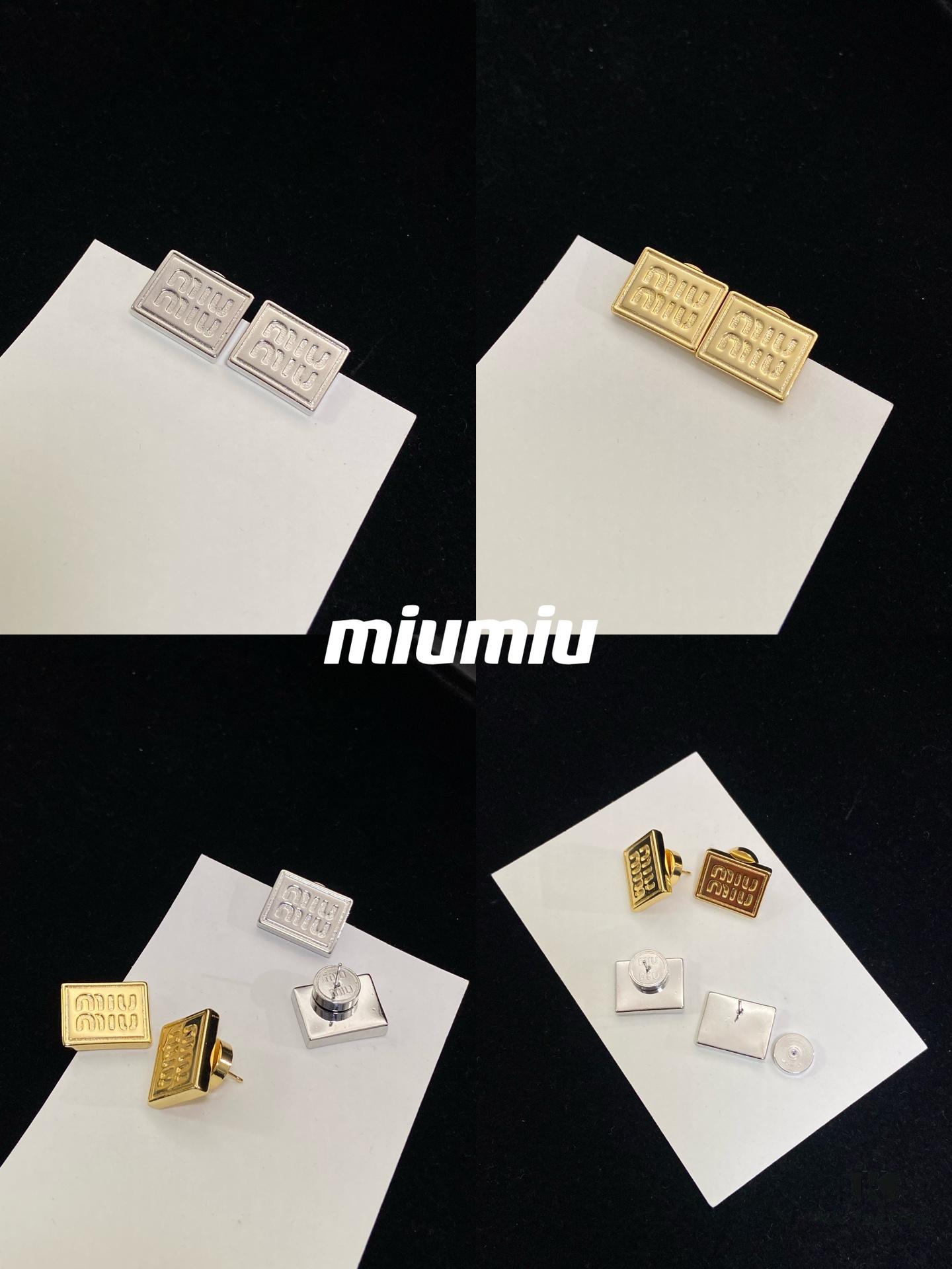 Miu Miu Cubic 'M' Letter Stud Earrings