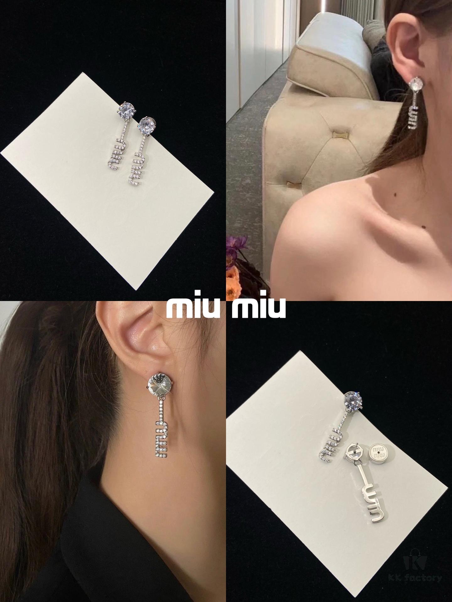 Miu Miu Round Diamond 'M' Letter Stud Earrings 👑