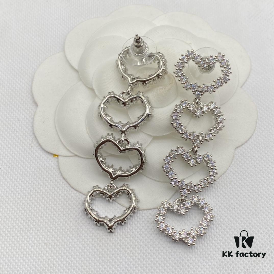 Miu Miu Textured Luxe Minimalist Pearl Heart Stud Earrings