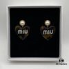 Miu Miu Textured Luxury Pearl Heart Stud Earrings, Minimalist Love Design, Fashionable Retro Style, Must-Have Summer Accessory