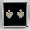 Miu Miu Textured Luxurious Pearl Heart Stud Earrings, Minimalist Design with Vintage Charm, Must-Have Summer Fashion Accessory