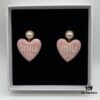 Miu Miu Textured Luxury Pearl Heart Stud Earrings, Minimalist Amore Design with Vintage Charm