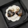 Miu Miu Textured Luxury Pearl Heart Stud Earrings, Minimalist Love Design, Fashionable Retro Style, Must-Have Summer Accessory