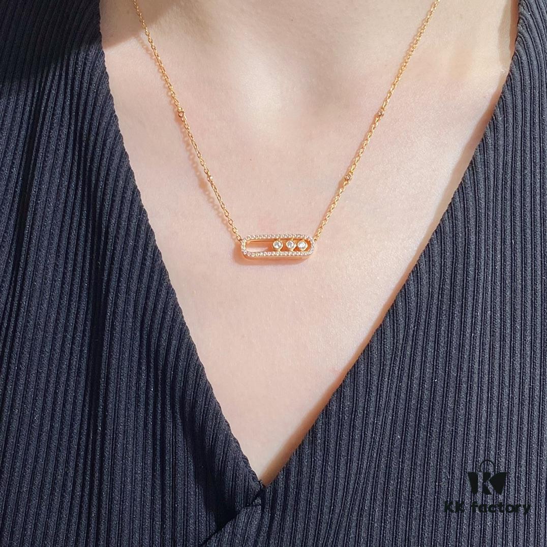 Messika Move Classic Diamond Necklace with Three Sliding Diamonds