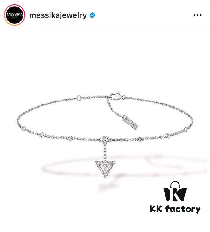 Messika Jewelry Triangle Diamond Anklet Bracelet in White Gold and Rose Gold
