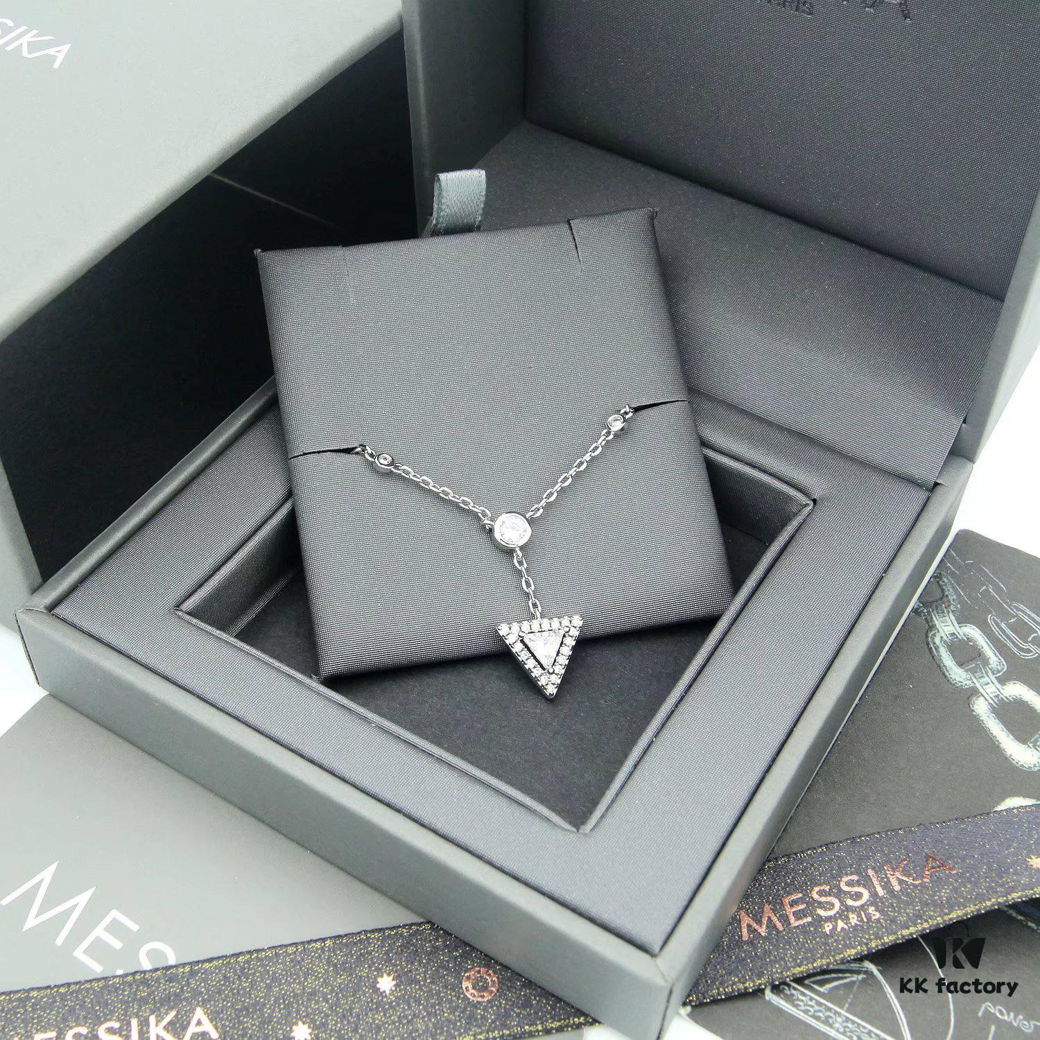 Messika Jewelry Triangle Diamond Anklet Bracelet in White Gold and Rose Gold