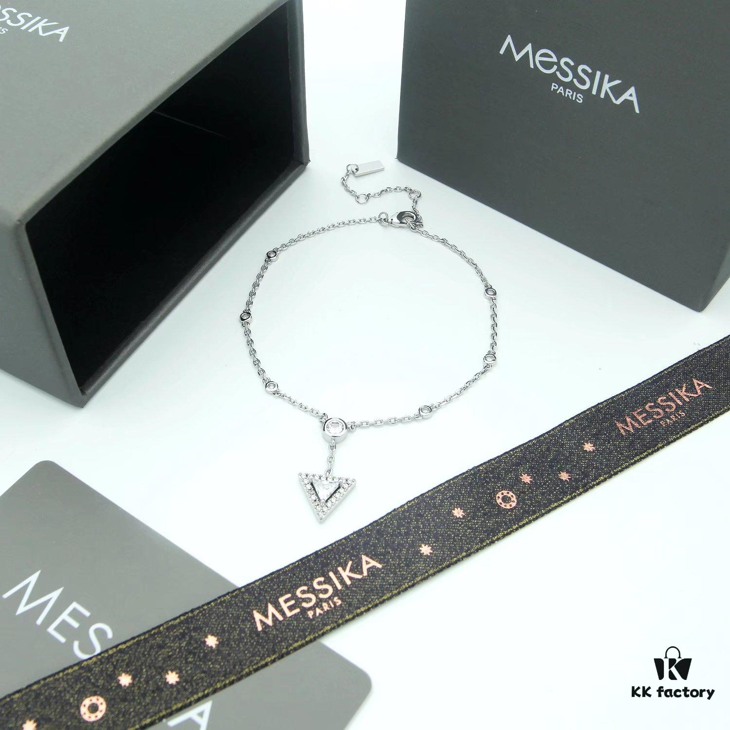 Messika Jewelry Triangle Diamond Anklet Bracelet in White Gold and Rose Gold