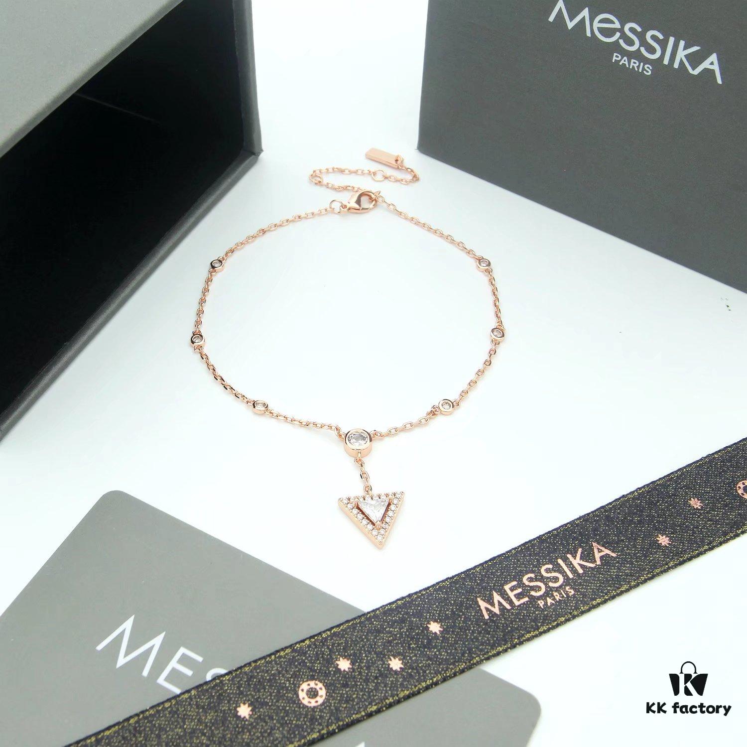 Messika Jewelry Triangle Diamond Anklet Bracelet in White Gold and Rose Gold