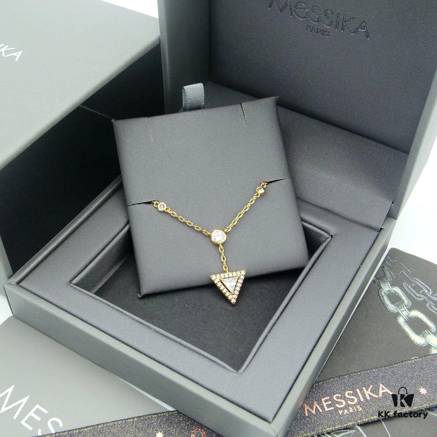 Messika Jewelry Triangle Diamond Anklet Bracelet in White Gold and Rose Gold