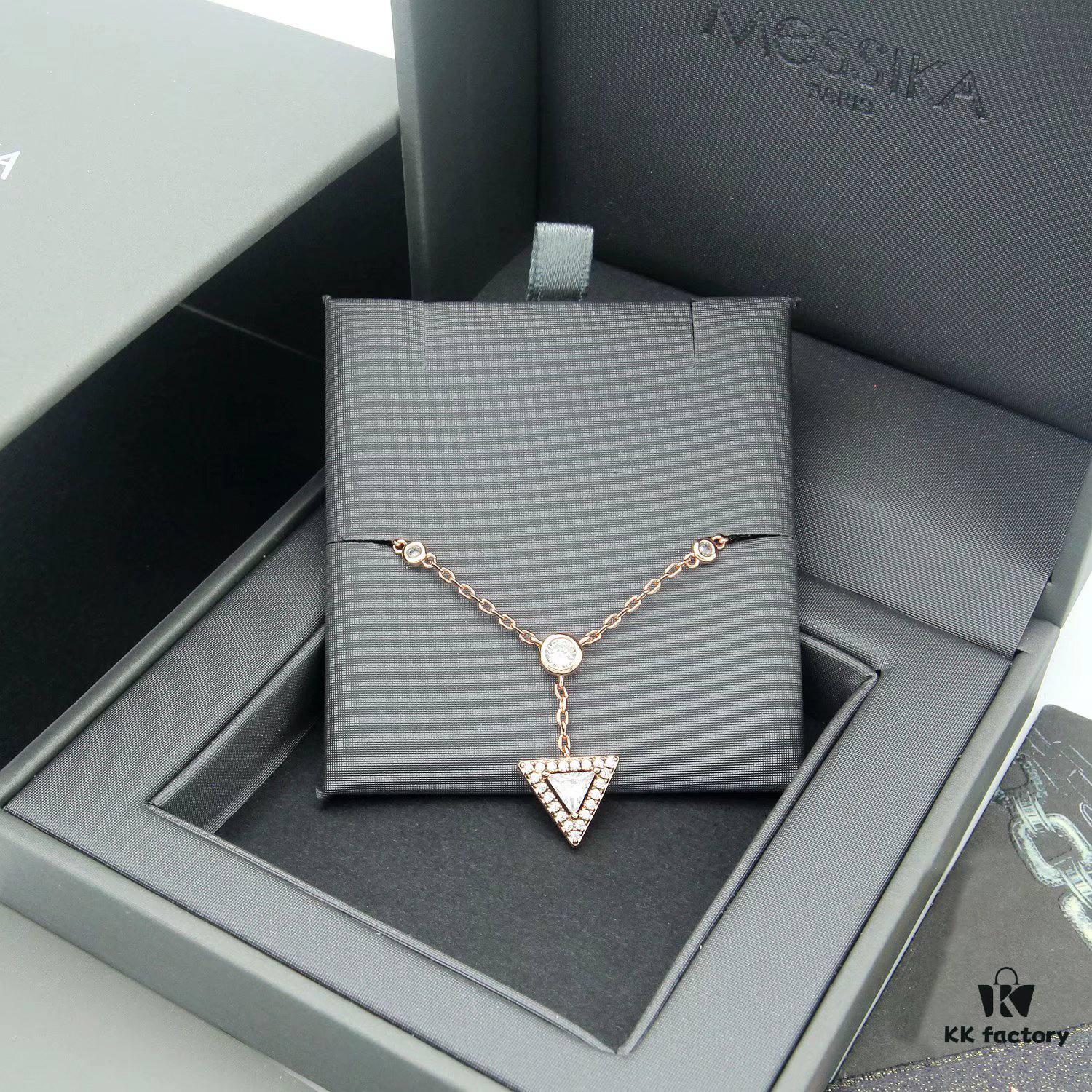Messika Jewelry Triangle Diamond Anklet Bracelet in White Gold and Rose Gold