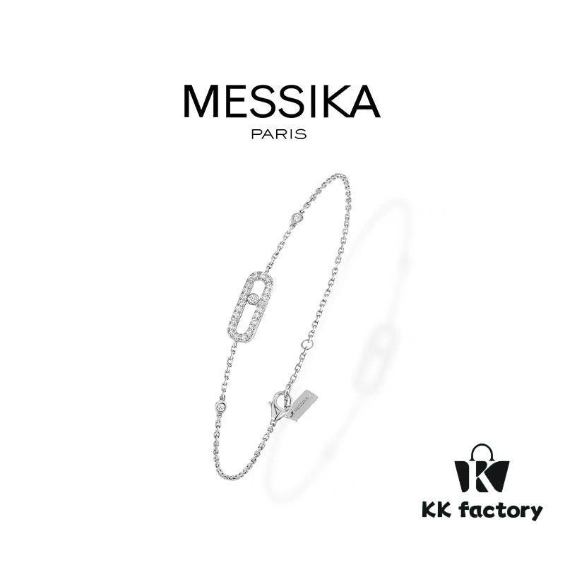 Messika Luxury New Arrival MessiKa Single Diamond Slide Bracelet Hottest Move Series Exclusive Bestseller Independent Designer Jewelry Brand, Popular Among Socialites and Instagram Influencers, Stunning Platinum and Rose Gold Bracelet