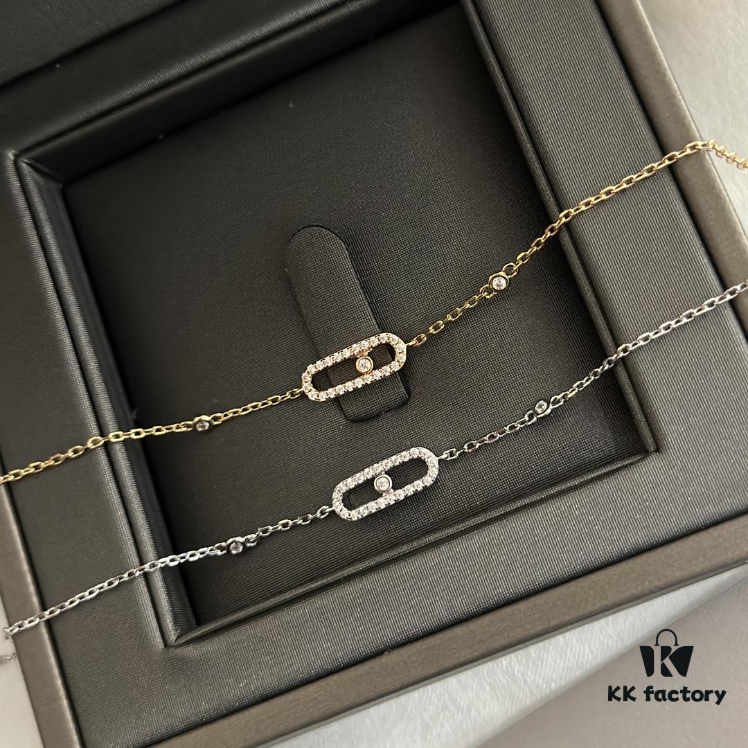 Messika Luxury New Arrival MessiKa Single Diamond Slide Bracelet Hottest Move Series Exclusive Bestseller Independent Designer Jewelry Brand, Popular Among Socialites and Instagram Influencers, Stunning Platinum and Rose Gold Bracelet